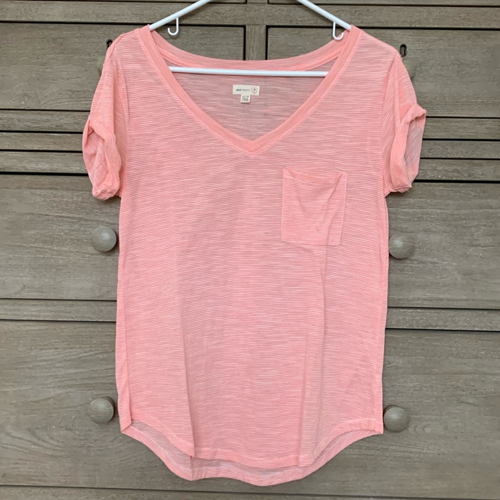 Aerie Coral Stripe Tee
